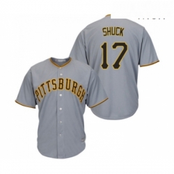 Mens Pittsburgh Pirates 17 JB Shuck Replica Grey Road Cool Base Baseball Jersey 