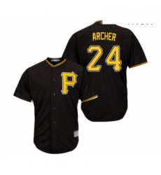 Mens Pittsburgh Pirates 24 Chris Archer Replica Black Alternate Cool Base Baseball Jersey 