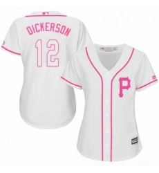 Womens Majestic Pittsburgh Pirates 12 Corey Dickerson Replica White Fashion Cool Base MLB Jersey 