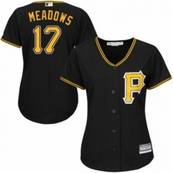 Womens Majestic Pittsburgh Pirates 17 Austin Meadows Replica Black Alternate Cool Base MLB Jersey 