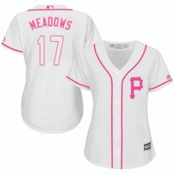 Womens Majestic Pittsburgh Pirates 17 Austin Meadows Replica White Fashion Cool Base MLB Jersey 