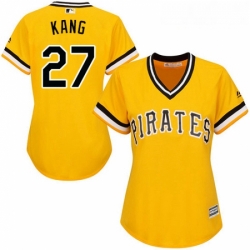 Womens Majestic Pittsburgh Pirates 27 Jung ho Kang Authentic Gold Alternate Cool Base MLB Jersey