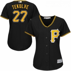 Womens Majestic Pittsburgh Pirates 27 Kent Tekulve Authentic Black Alternate Cool Base MLB Jersey