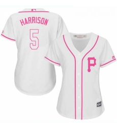 Womens Majestic Pittsburgh Pirates 5 Josh Harrison Authentic White Fashion Cool Base MLB Jersey