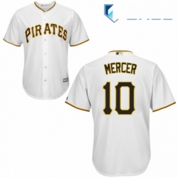 Youth Majestic Pittsburgh Pirates 10 Jordy Mercer Authentic White Home Cool Base MLB Jersey 