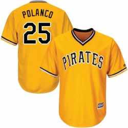 Youth Majestic Pittsburgh Pirates 25 Gregory Polanco Replica Gold Alternate Cool Base MLB Jersey