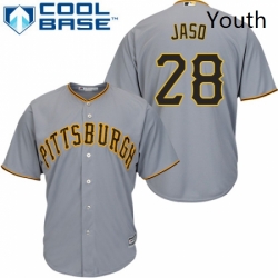 Youth Majestic Pittsburgh Pirates 28 John Jaso Replica Grey Road Cool Base MLB Jersey