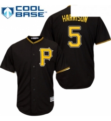 Youth Majestic Pittsburgh Pirates 5 Josh Harrison Authentic Black Alternate Cool Base MLB Jersey