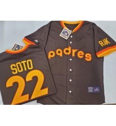 Men SAN DIEGO PADRES Juan Soto #22 Vintage Cooperstown Collection Jersey BROWN