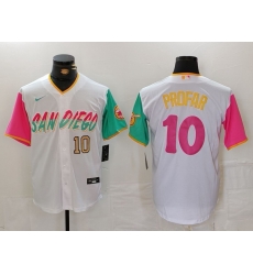 Men San Diego Padres 10 Jurickson Profar White City Connect Cool Base Stitched Baseball Jersey  3