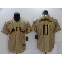 Men San Diego Padres 11 Yu Darvish Brown Cool Base Stitched Jerse