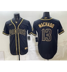 Men San Diego Padres  13 Manny Machado Black Gold With Patch Stitched Baseball Jersey