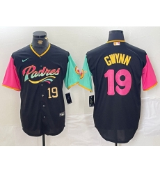 Men San Diego Padres 19 Tony Gwynn Black City Connect Cool Base Stitched Baseball Jersey 3