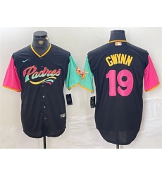 Men San Diego Padres 19 Tony Gwynn Black City Connect Cool Base Stitched Baseball Jersey