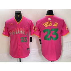 Men San Diego Padres 23 Fernando Tatis Jr  Pink Cool Base Stitched Baseball Jersey 4