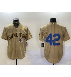 Men San Diego Padres 42 Jackie Robinson Tan Cool Base Stitched Baseball Jersey 6