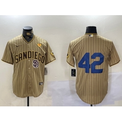 Men San Diego Padres 42 Jackie Robinson Tan Cool Base Stitched Baseball Jersey 6