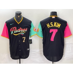 Men San Diego Padres 7 Ha Seong Kim Black City Connect Cool Base Stitched Baseball Jersey 1