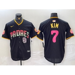 Men San Diego Padres 7 Ha Seong Kim Black Cool Base Stitched Baseball Jersey 2