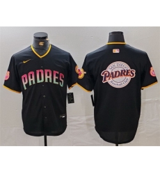 Men San Diego Padres Black Team Big Logo Cool Base Stitched Baseball JerseyS