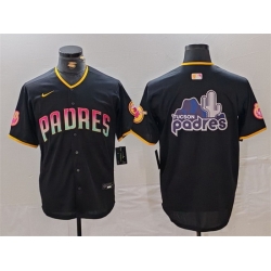 Men San Diego Padres Black Team Big Logo Cool Base Stitched Baseball Jersey