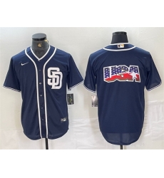 Men San Diego Padres Navy Team Big Logo Cool Base Stitched Baseball Jersey 6