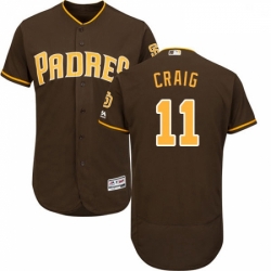 Mens Majestic San Diego Padres 11 Allen Craig Brown Alternate Flex Base Authentic Collection MLB Jersey