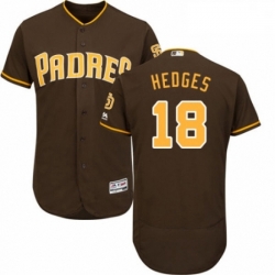 Mens Majestic San Diego Padres 18 Austin Hedges Brown Alternate Flex Base Authentic Collection MLB Jersey