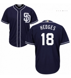 Mens Majestic San Diego Padres 18 Austin Hedges Replica Navy Blue Alternate 1 Cool Base MLB Jersey 