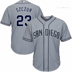 Mens Majestic San Diego Padres 23 Matt Szczur Replica Grey Road Cool Base MLB Jersey 