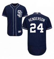 Mens Majestic San Diego Padres 24 Rickey Henderson Navy Blue Alternate Flex Base Authentic Collection MLB Jersey