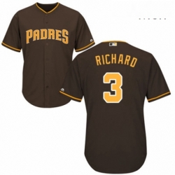 Mens Majestic San Diego Padres 3 Clayton Richard Replica Brown Alternate Cool Base MLB Jersey 