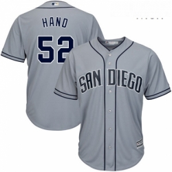 Mens Majestic San Diego Padres 52 Brad Hand Replica Grey Road Cool Base MLB Jersey 