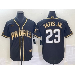 Men's San Diego Padres #23 Fernando Tatis Jr Black 2021 Golden Edition Stitched Cool Base Nike Jersey