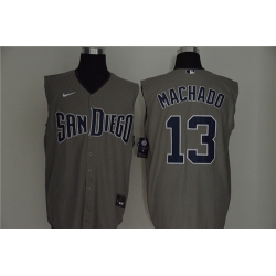 Padres 13 Manny Machado Gray Nike Cool Base Sleeveless Jersey