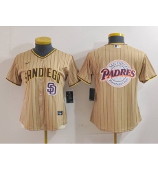 Women San Diego Padres Tan Team Big Logo Stitched Baseball Jersey 1