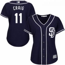 Womens Majestic San Diego Padres 11 Allen Craig Replica Navy Blue Alternate 1 Cool Base MLB Jersey 