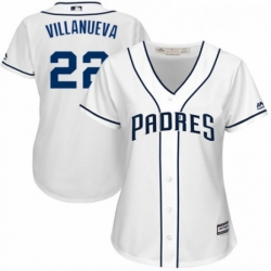 Womens Majestic San Diego Padres 22 Christian Villanueva Authentic White Home Cool Base MLB Jersey 