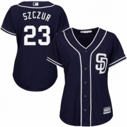 Womens Majestic San Diego Padres 23 Matt Szczur Replica Navy Blue Alternate 1 Cool Base MLB Jersey 