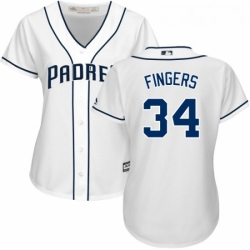 Womens Majestic San Diego Padres 34 Rollie Fingers Replica White Home Cool Base MLB Jersey