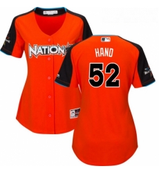 Womens Majestic San Diego Padres 52 Brad Hand Authentic Orange National League 2017 MLB All Star Cool Base MLB Jersey 