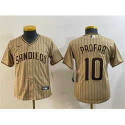 Youth San Diego Padres 10 Jurickson Profar Tan Stitched Baseball Jersey