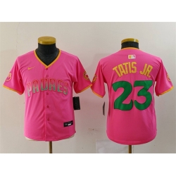 Youth San Diego Padres 23 Fernando Tatis Jr  Pink Stitched Baseball Jersey