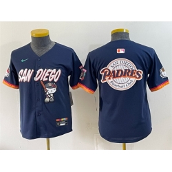 Youth San Diego Padres X Hello Kitty Team Big Logo Obsidian 2026 City Connect Stadium Stitched Baseball Jerseys