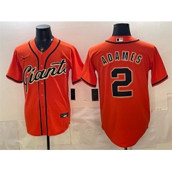 Men San Francisco Giants  2 Willy Adames Orange Cool Base Stitched Baseball Jersey