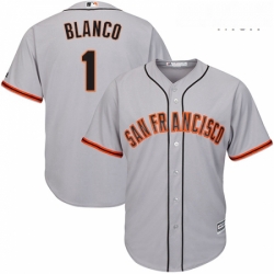 Mens Majestic San Francisco Giants 1 Gregor Blanco Replica Grey Road Cool Base MLB Jersey 