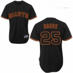 Mens Majestic San Francisco Giants 25 Barry Bonds Authentic Black Fashion MLB Jersey