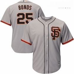 Mens Majestic San Francisco Giants 25 Barry Bonds Replica Grey Road 2 Cool Base MLB Jersey