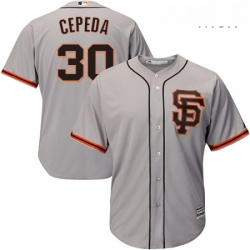 Mens Majestic San Francisco Giants 30 Orlando Cepeda Replica Grey Road 2 Cool Base MLB Jersey