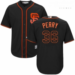 Mens Majestic San Francisco Giants 36 Gaylord Perry Authentic Black Team Logo Fashion Cool Base MLB Jersey